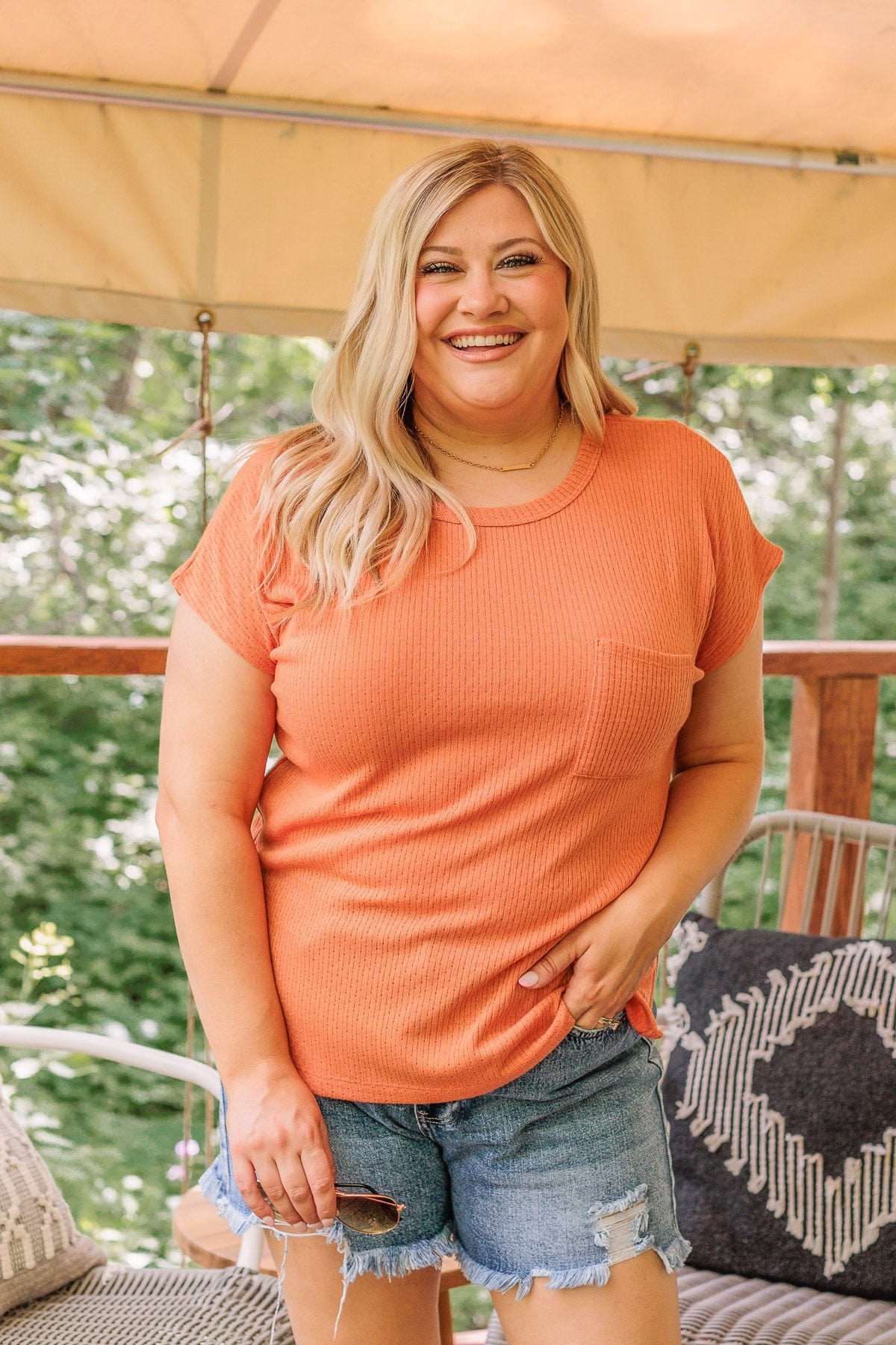 Comfy By The Campfire Knit Top- Orange - Image 5