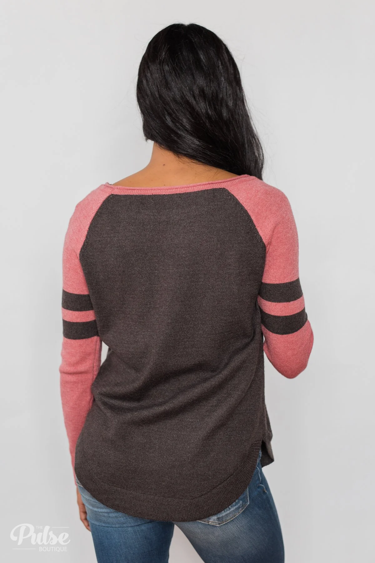 Comfy Color Block Pullover Sweater - Dusty Rose - Image 10