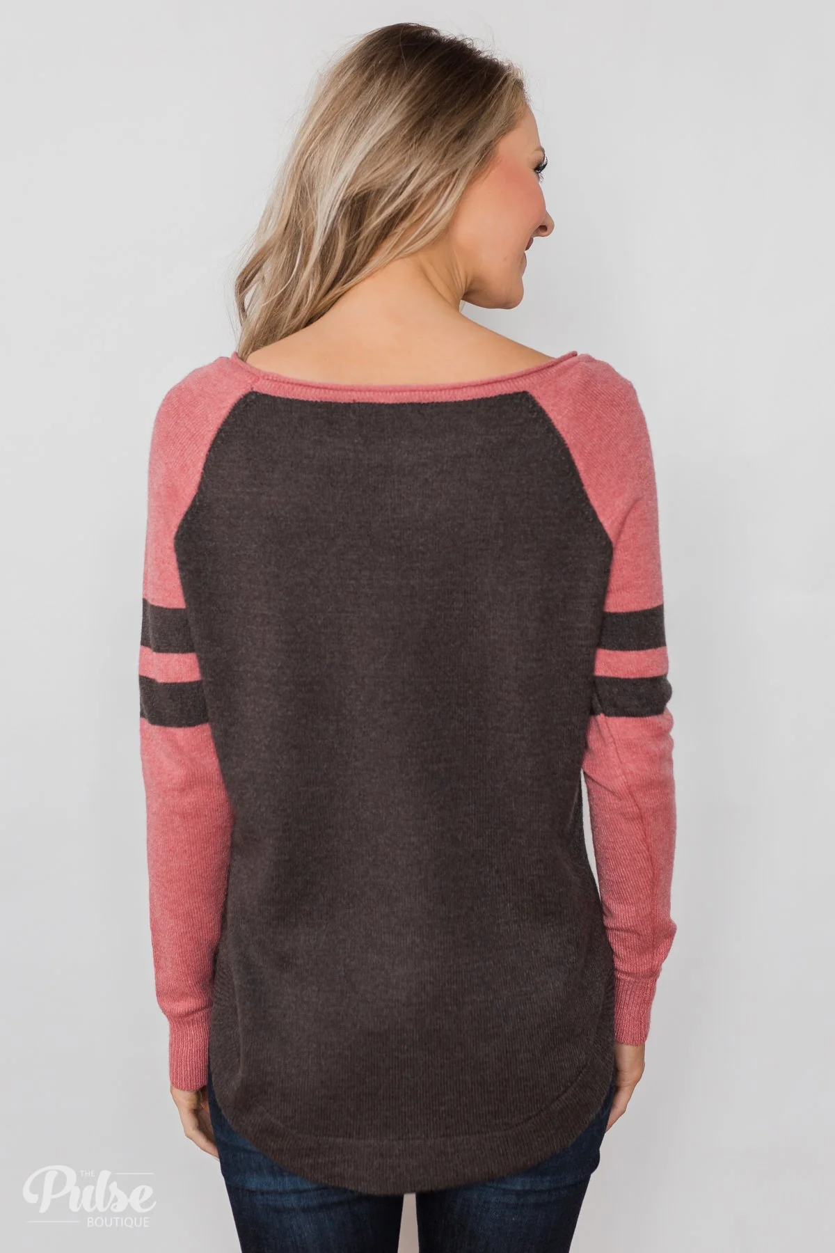 Comfy Color Block Pullover Sweater - Dusty Rose - Image 14