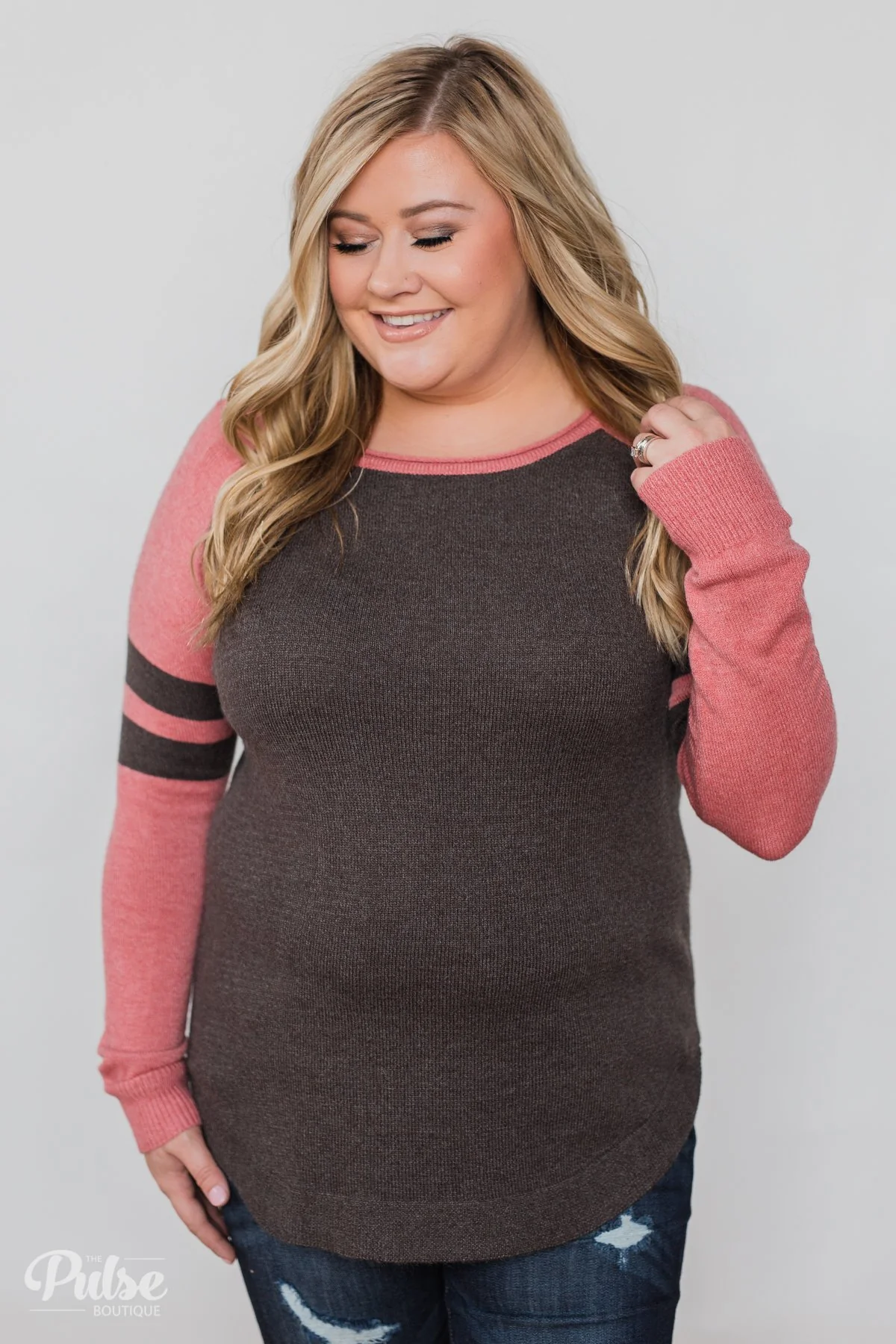 Comfy Color Block Pullover Sweater - Dusty Rose - Image 4