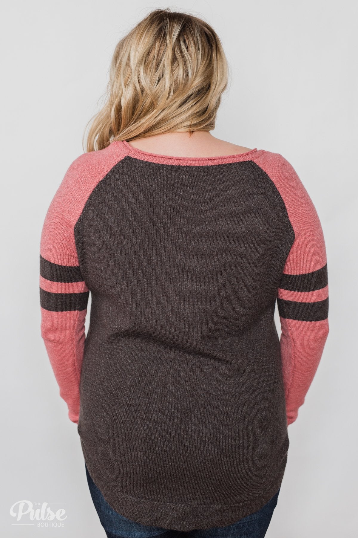 Comfy Color Block Pullover Sweater - Dusty Rose - Image 6