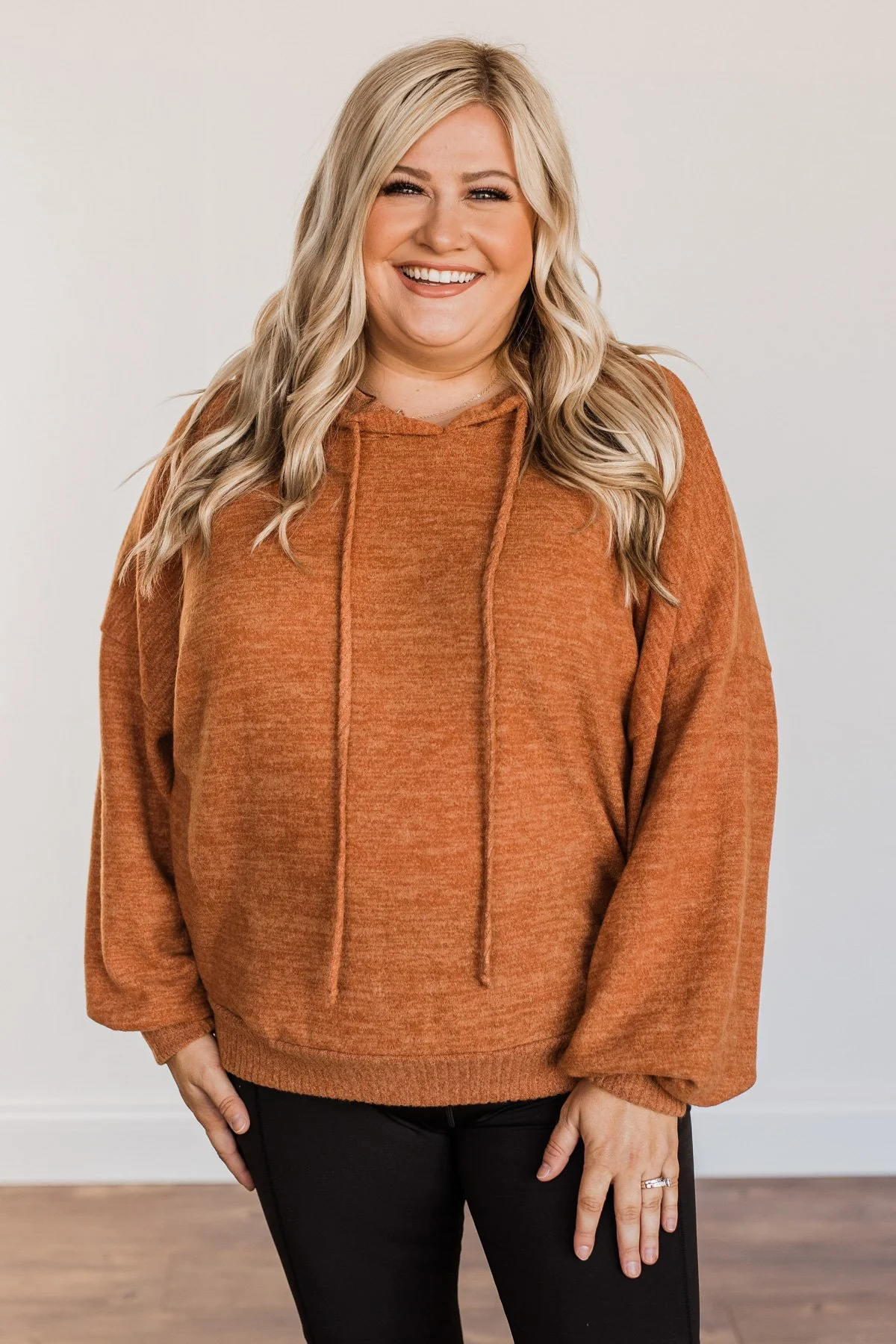 Comfy Is Key Drawstring Hoodie- Burnt Orange - Image 11