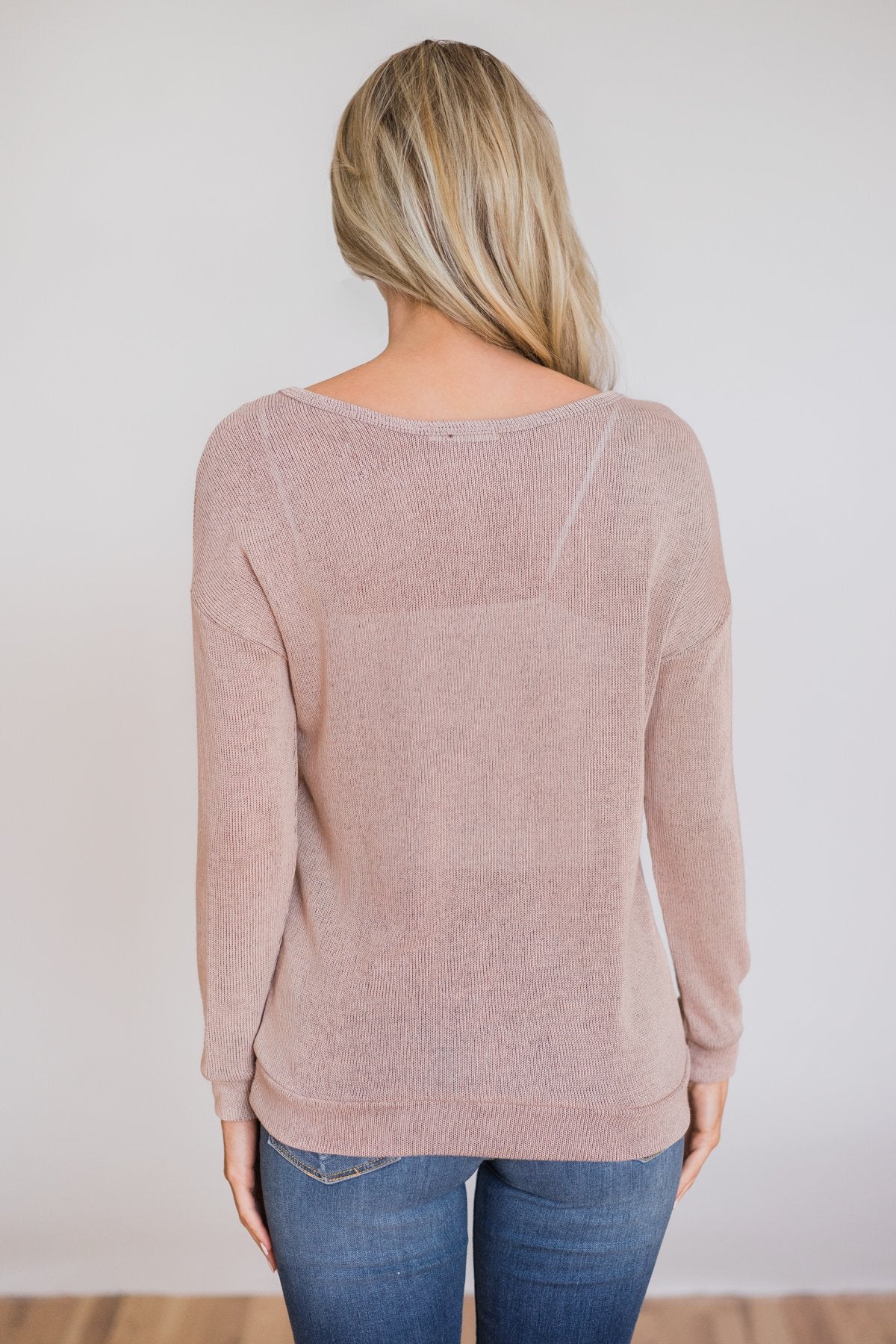 Comfy Knit Criss Cross Long Sleeve Top- Taupe - Image 10