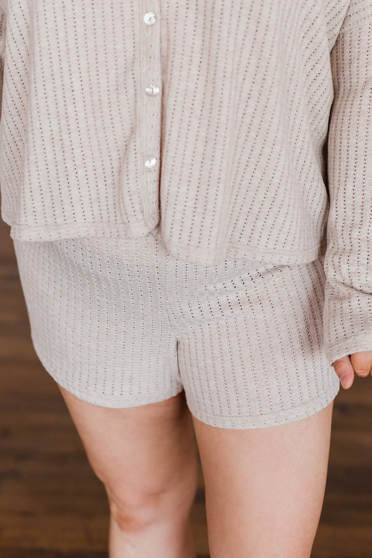 Comfy Knit Lounge Shorts- Oatmeal - Image 10