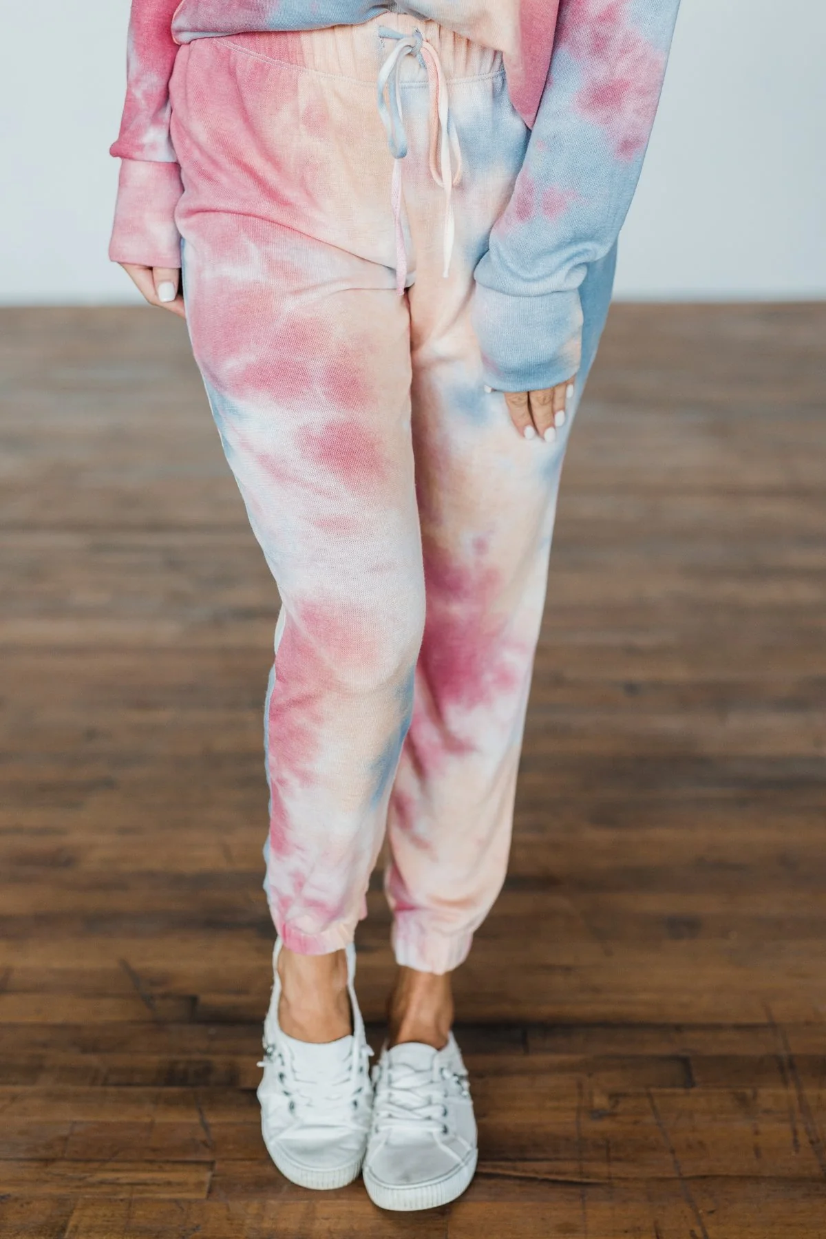 Comfy On The Couch Tie Dye Joggers- Cherry, Light Orange, Blue - Image 3