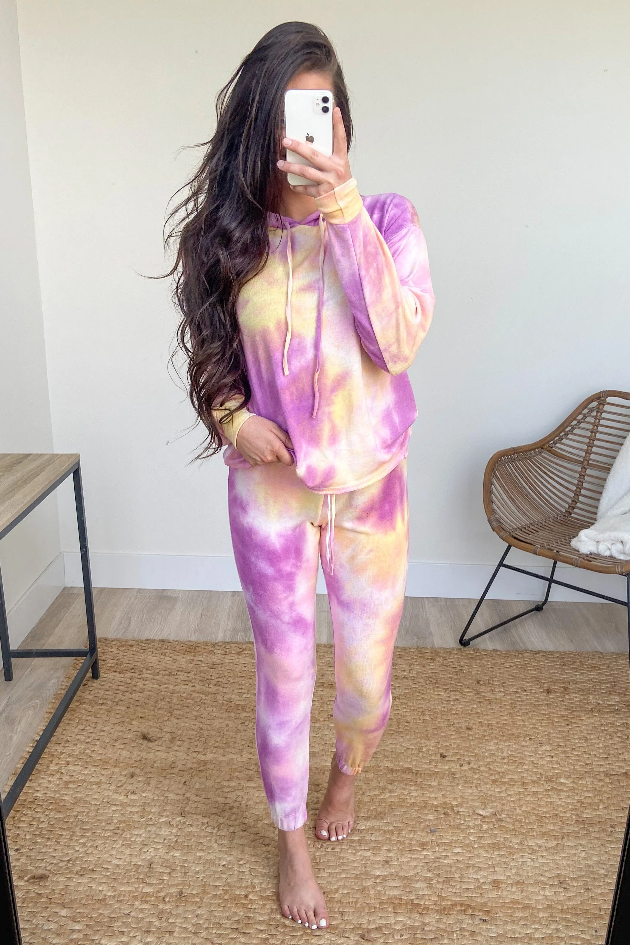 Comfy On The Couch Tie Dye Joggers- Magenta, Yellow, Pink - Image 4