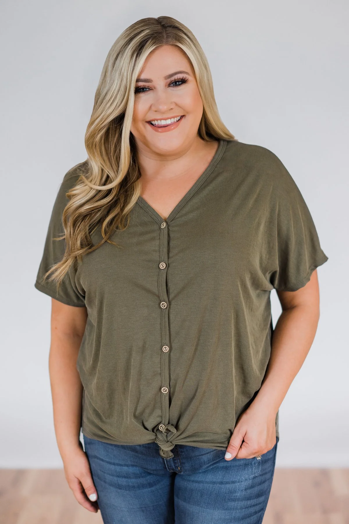 Coming Your Way Dolman Button Top- Olive - Image 2