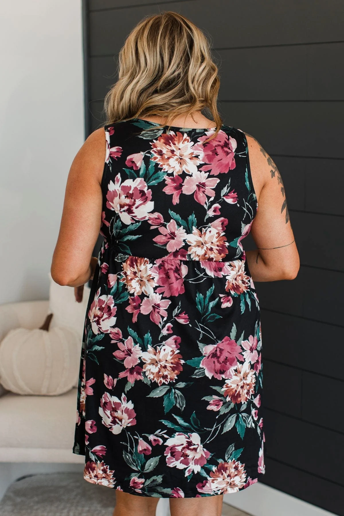 Compass To Your Heart Floral Dress- Black & Burgundy - Image 9