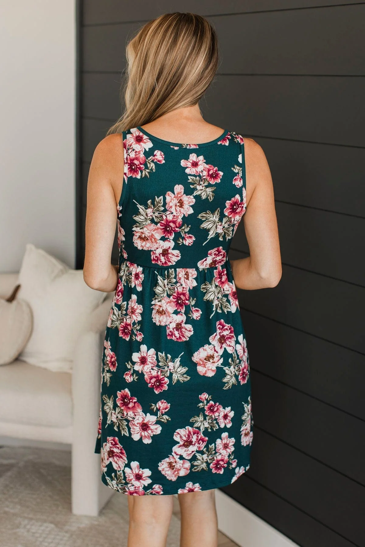 Compass To Your Heart Floral Dress- Hunter Green - Image 7