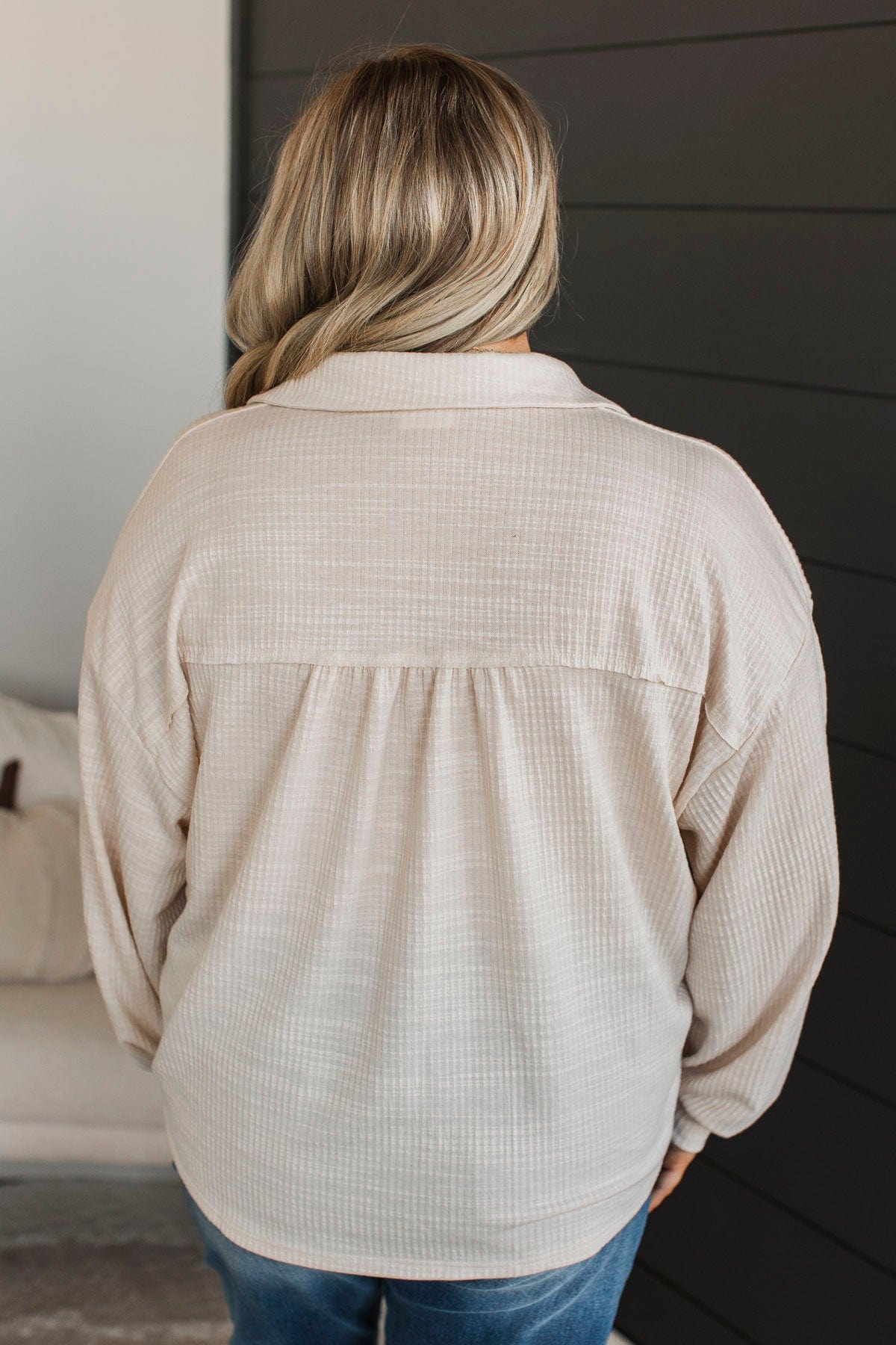 Completely In Love Button Top- Cream - Image 7