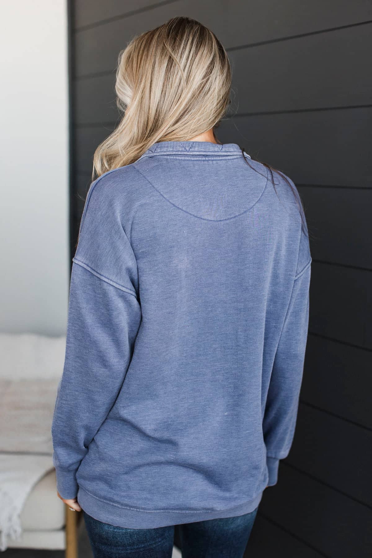Completely Mesmerized Lightweight Pullover- Navy - Image 7