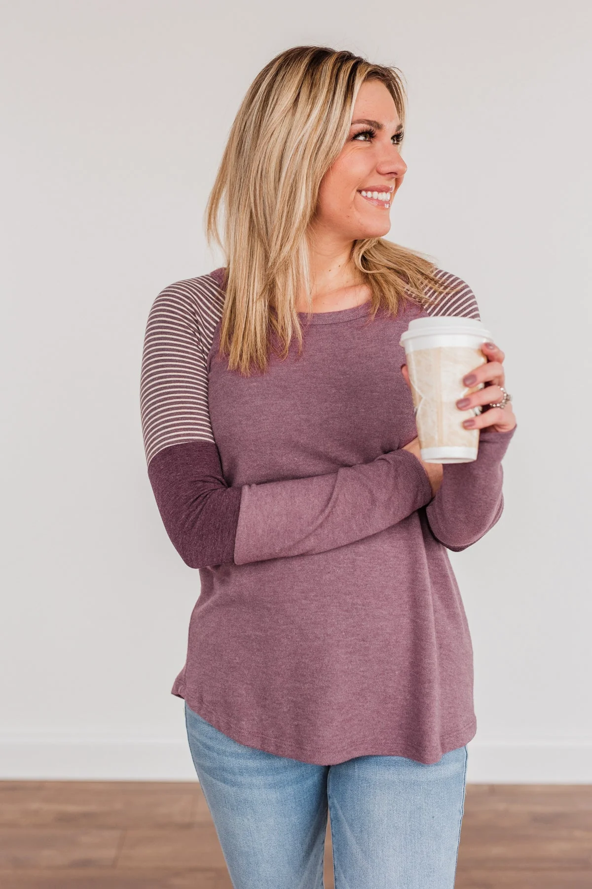 Compliment Me Striped Color Block Top- Dark Lavender - Image 5