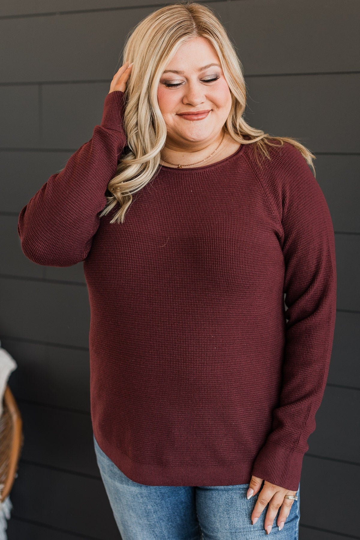 Confidence Boost Knit Sweater- Burgundy - Image 4