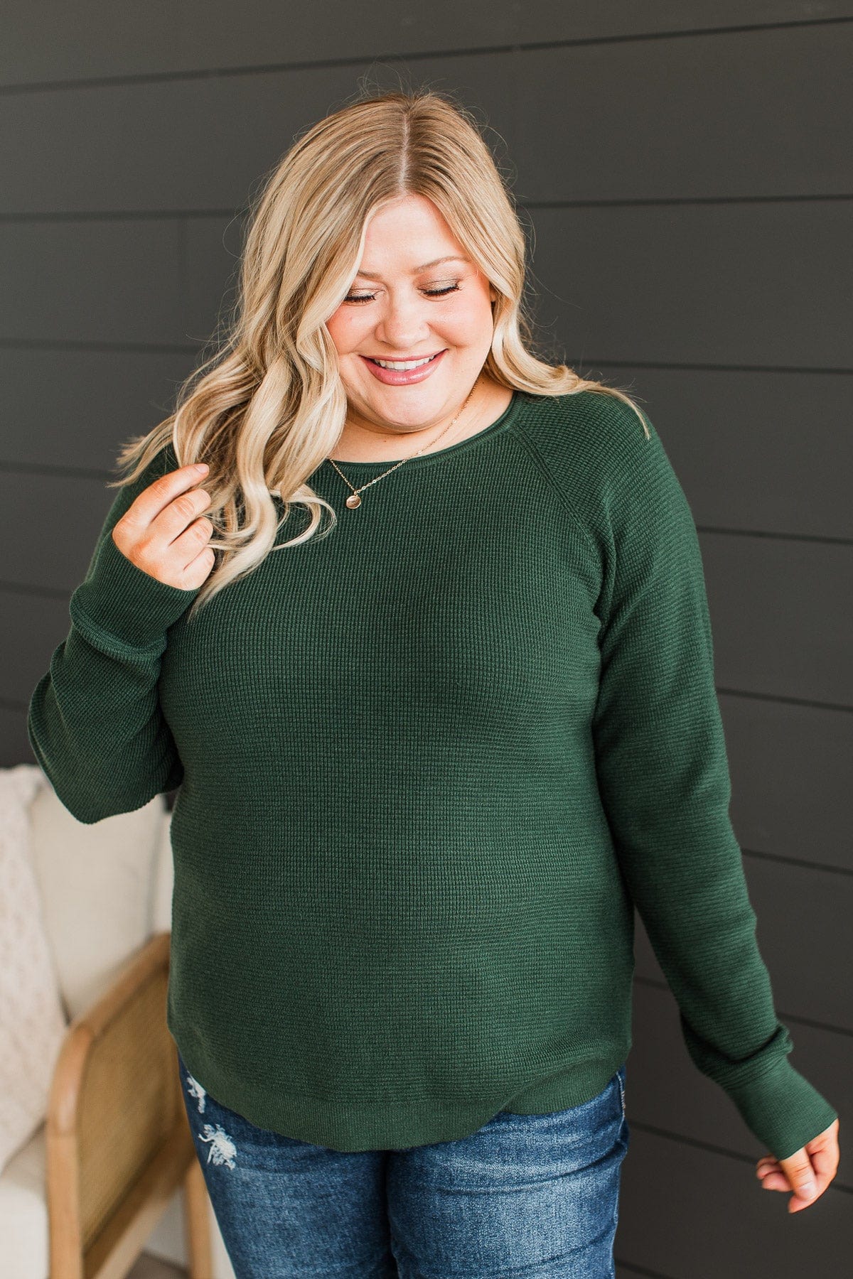 Confidence Boost Knit Sweater- Forest Green - Image 4