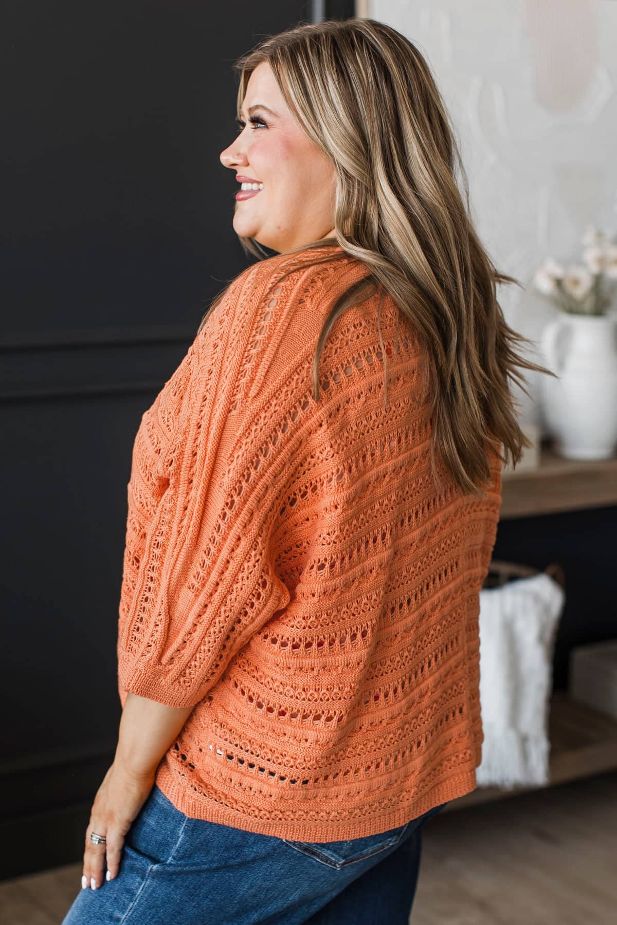 Confidence Is Everything Crochet Knit Cardigan- Orange - Image 6