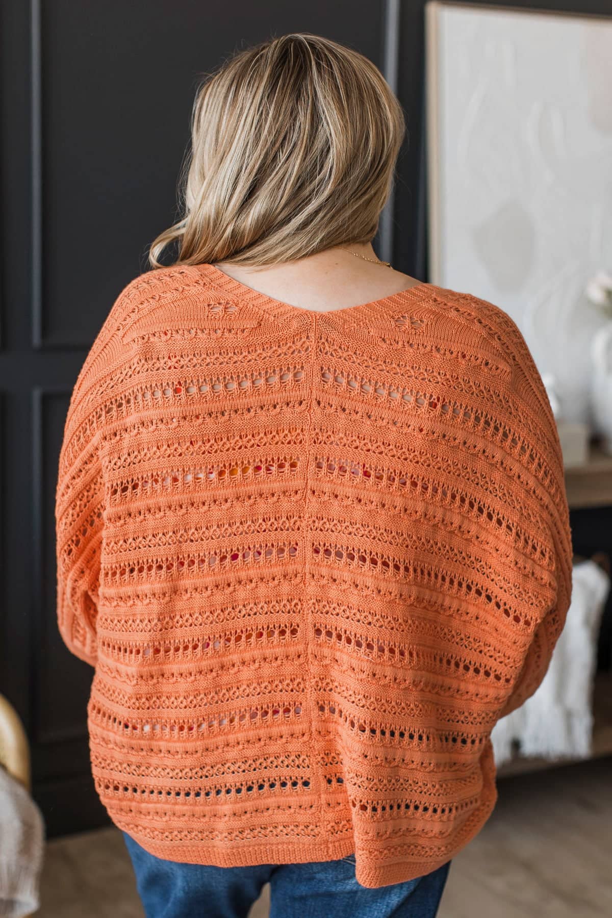 Confidence Is Everything Crochet Knit Cardigan- Orange - Image 8