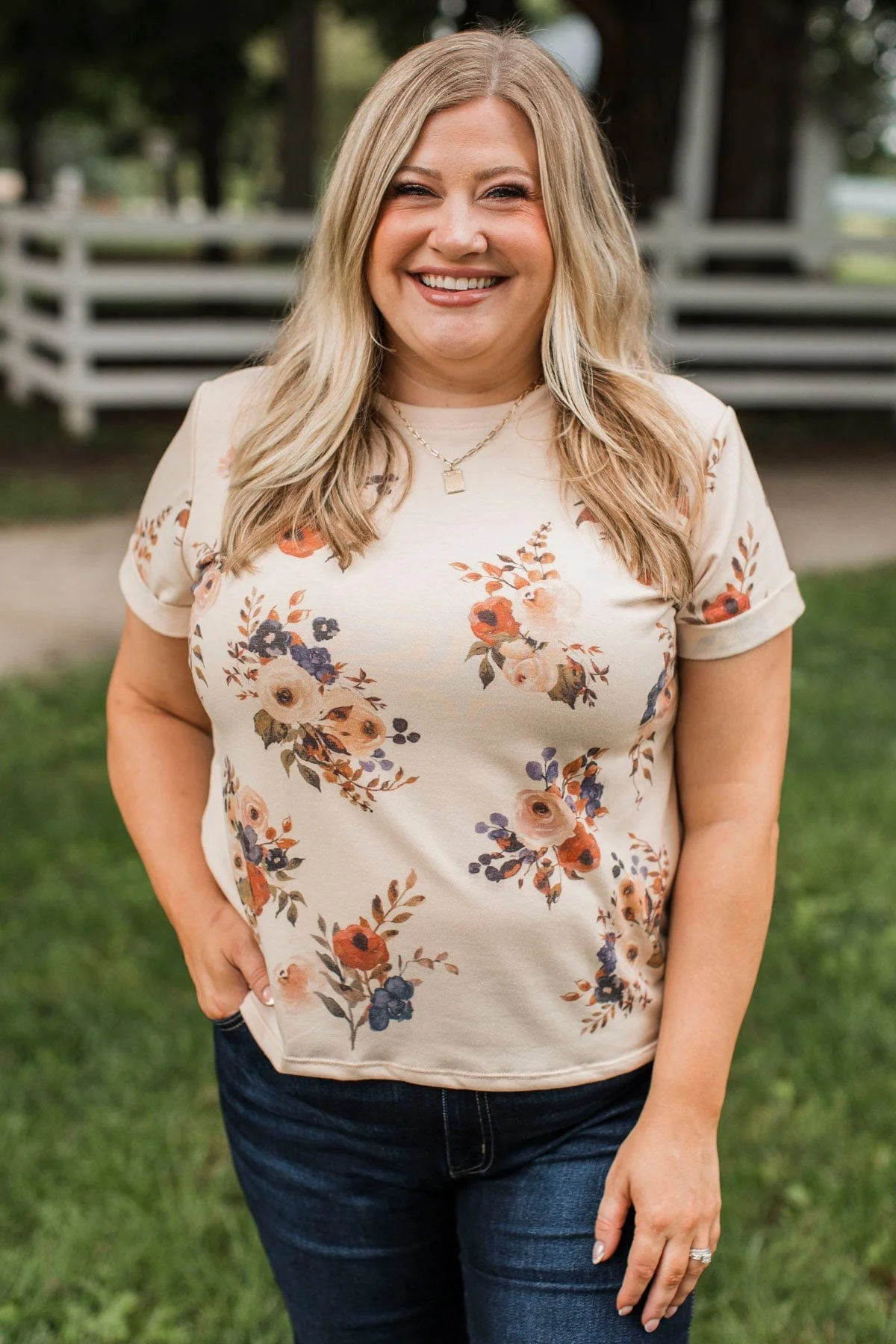 Confident Approach Floral Top- Tan & Rust - Image 5