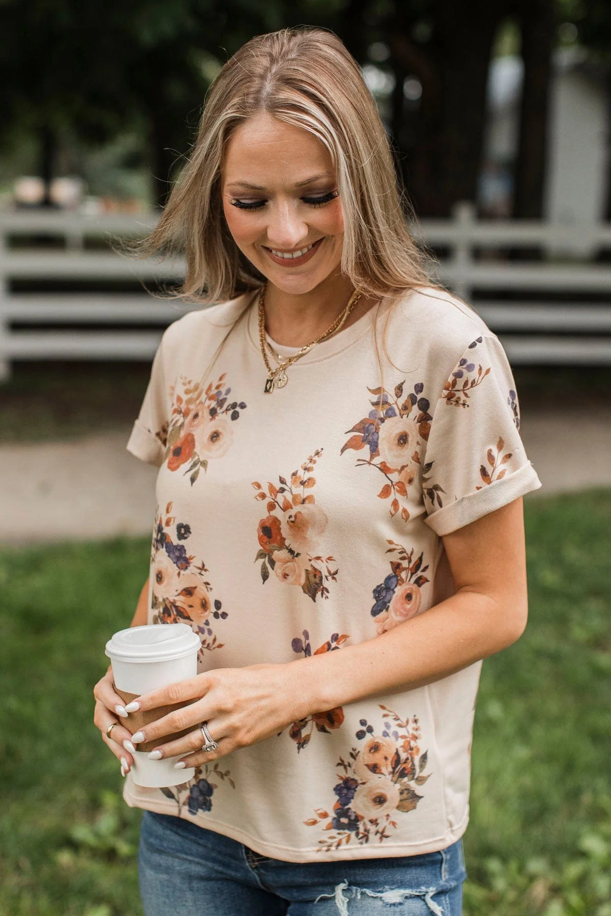 Confident Approach Floral Top- Tan & Rust - Image 6