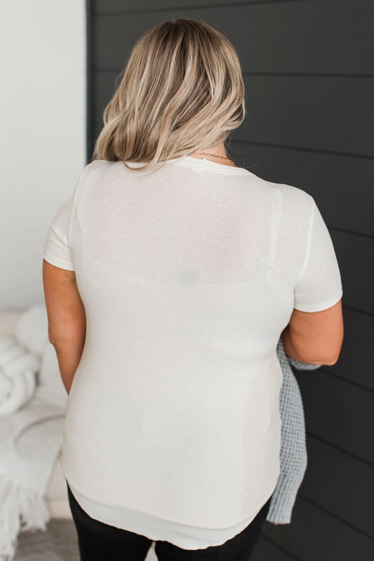 Confident Attitude Ribbed Top- Off-White - Image 8