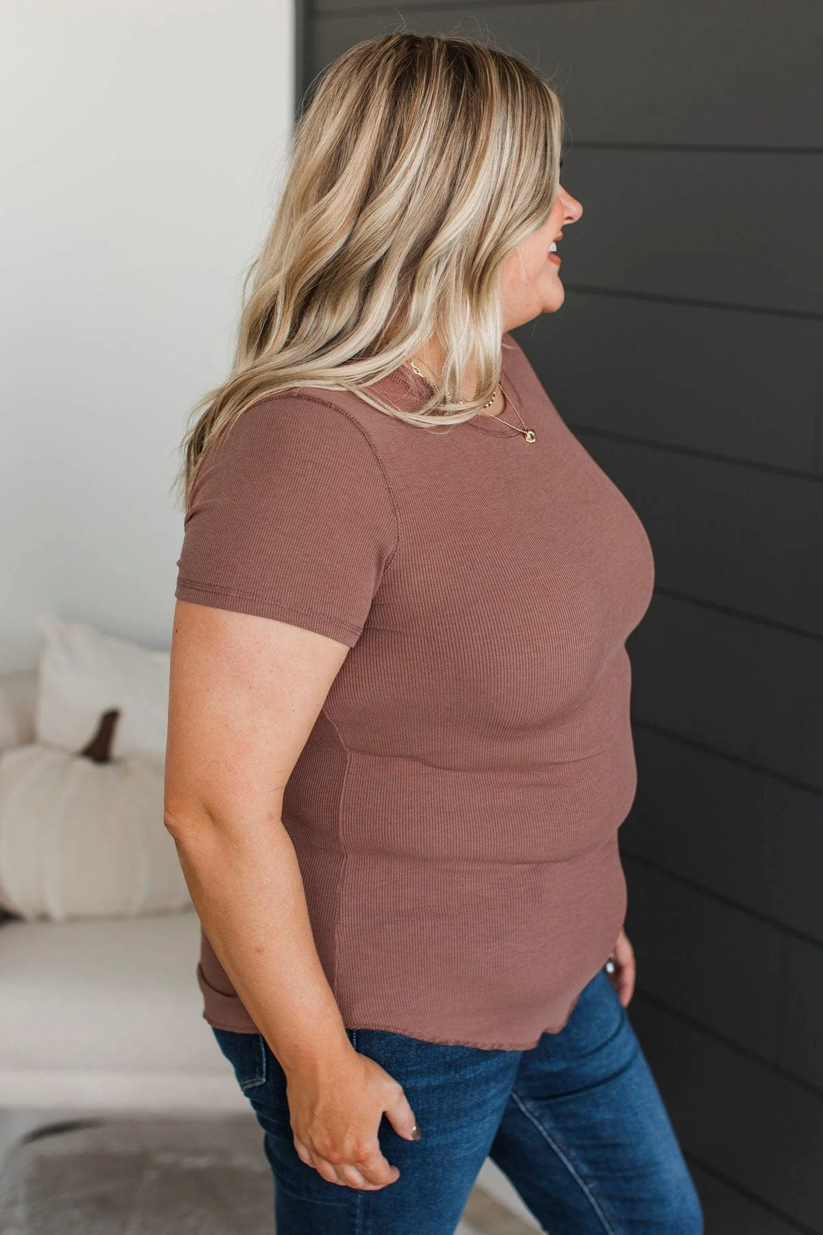 Confident Attitude Ribbed Top- Red Bean - Image 5