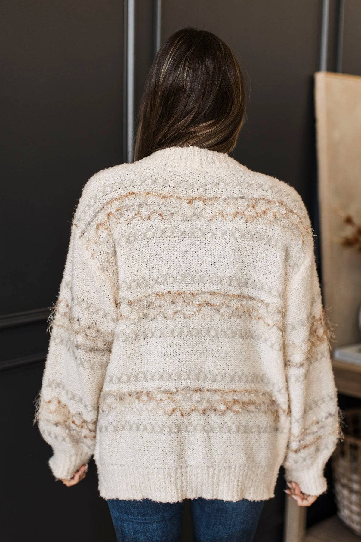 Confidently Yours Striped Knit Cardigan- Ivory - Image 7