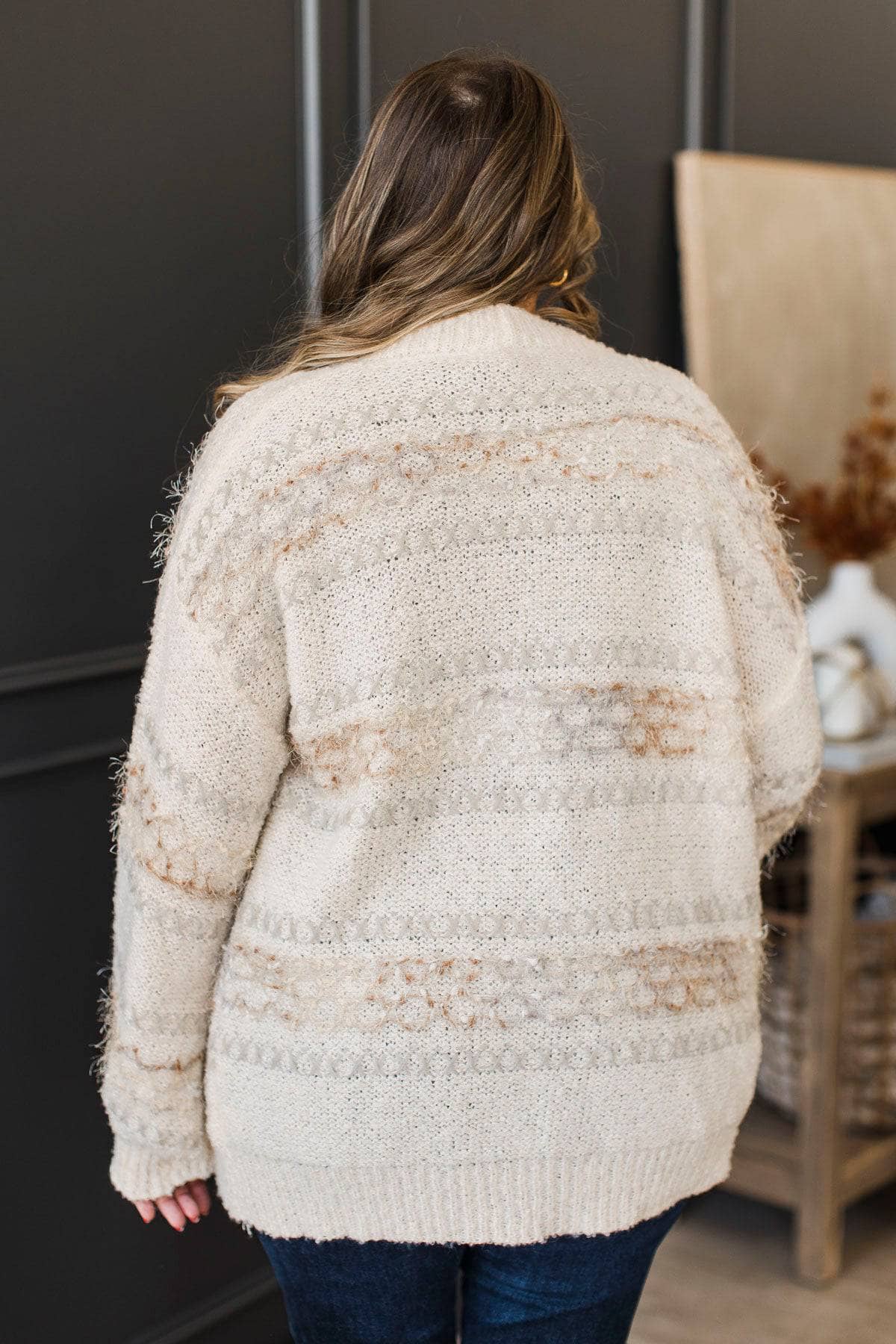 Confidently Yours Striped Knit Cardigan- Ivory - Image 8