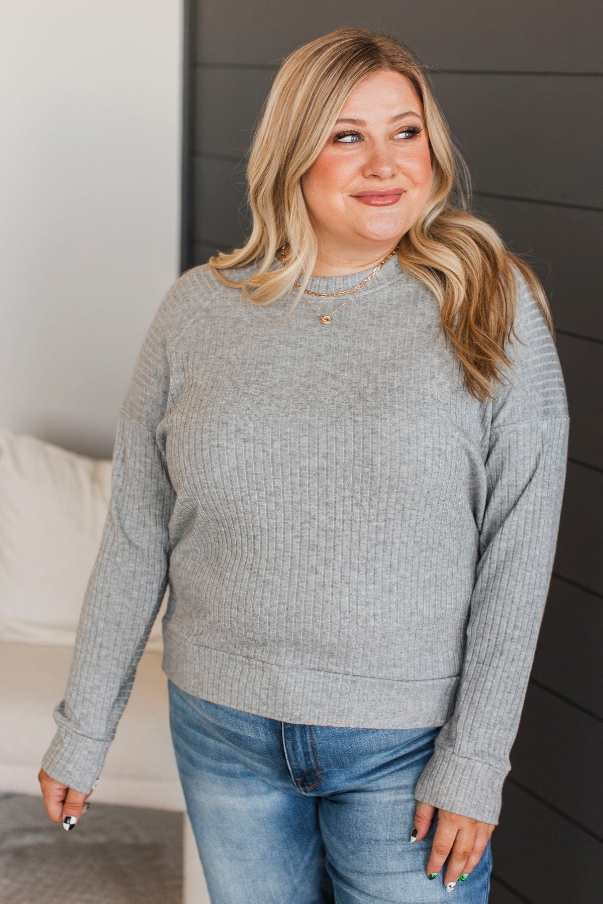 Considerably Cute Pullover Top- Heather Grey - Image 4