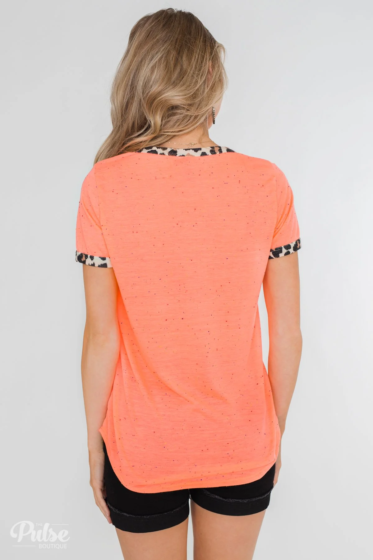 Constant Excitement Confetti & Leopard Pocket Top- Neon Orange - Image 8