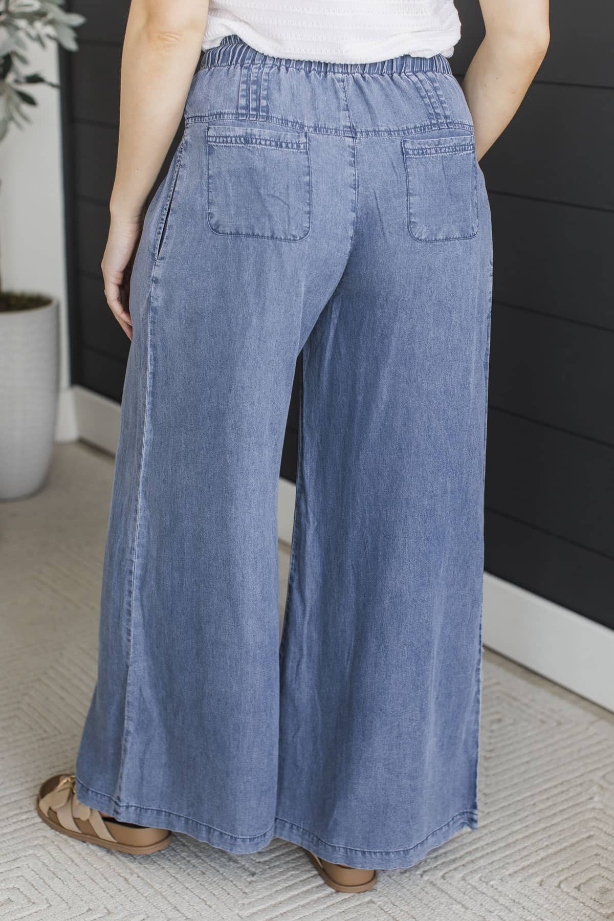 Cool And Casual Palazzo Pants- Chambray - Image 7