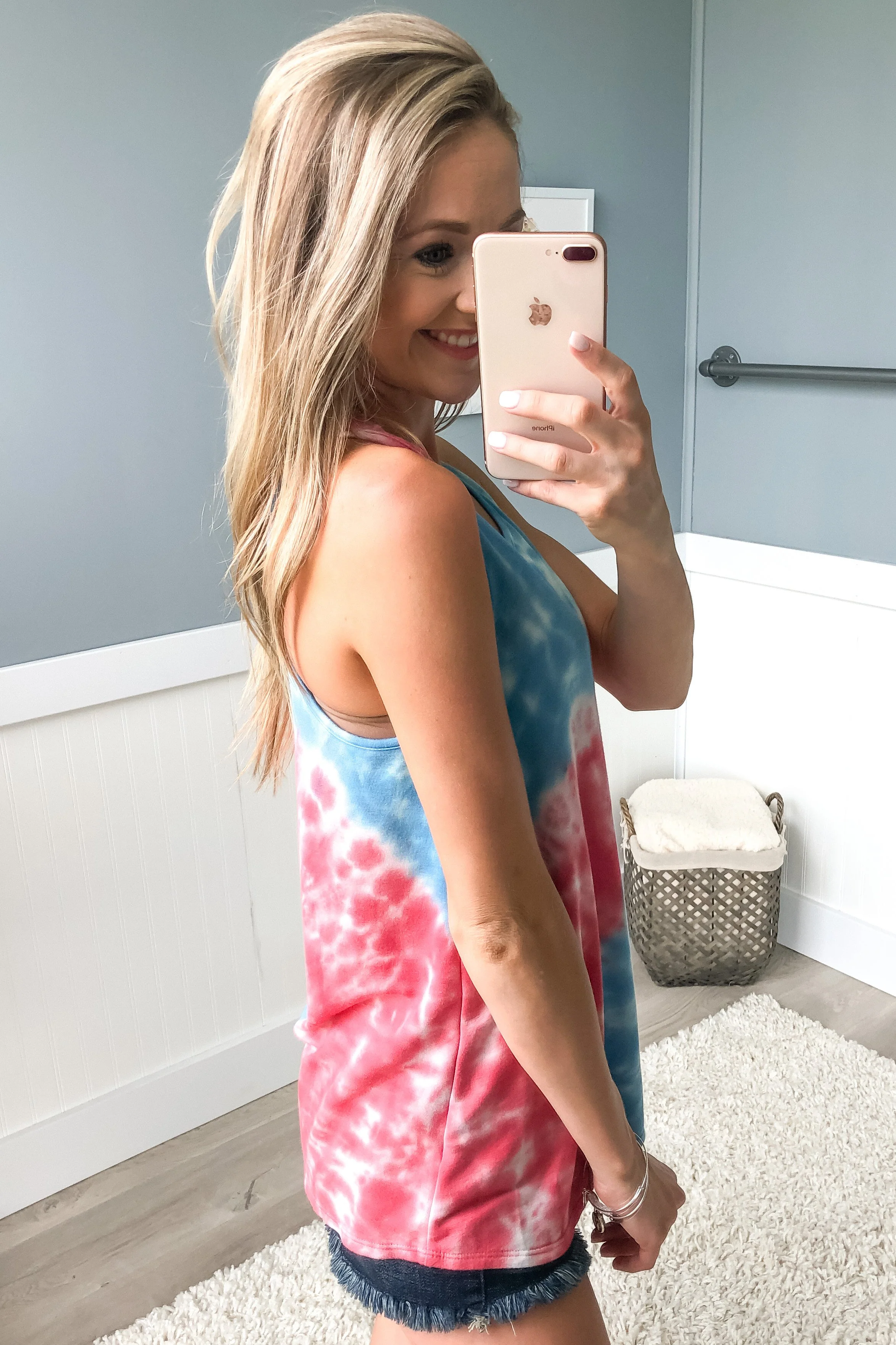 Cool For The Summer Tie Dye Tank Top- Red, Blue, White - Image 3