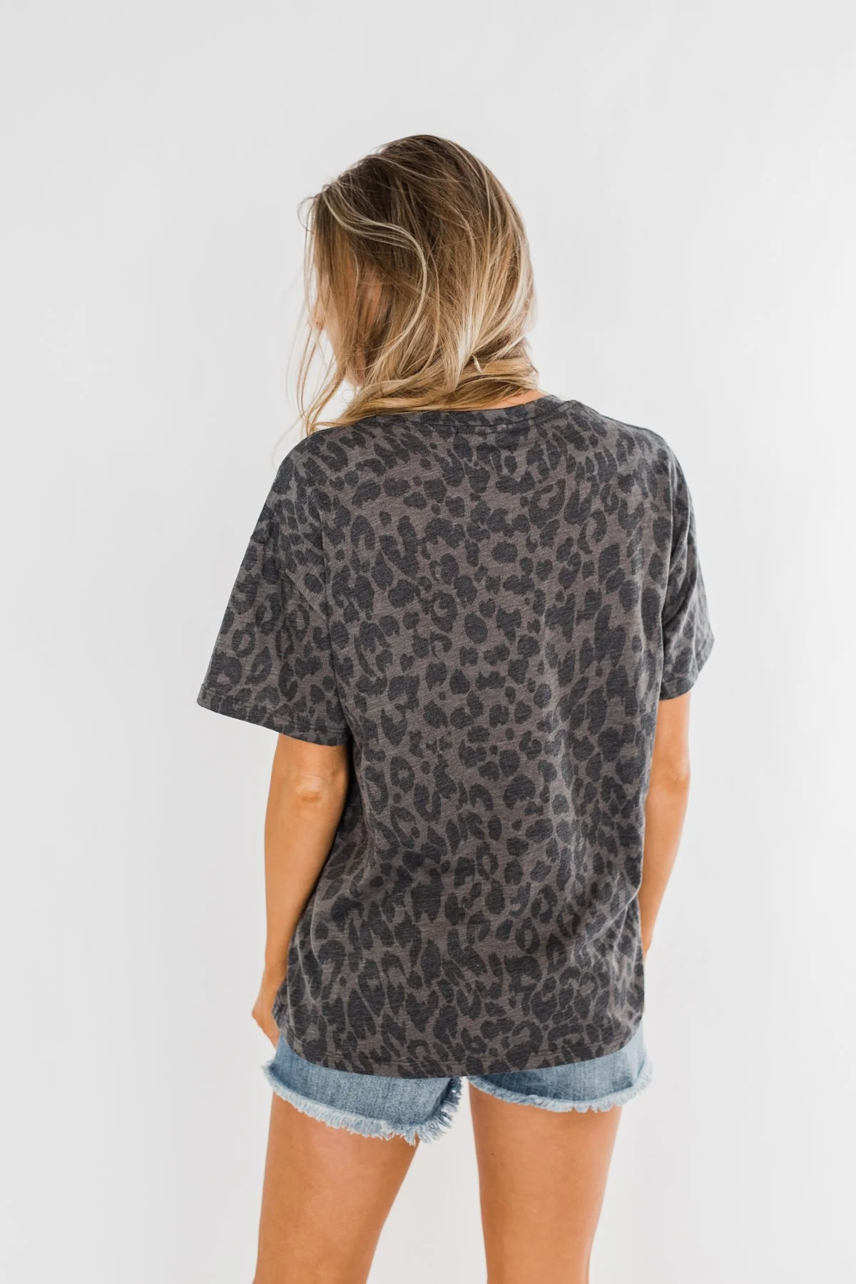 "Cool Mom" Leopard Graphic Top- Charcoal - Image 10