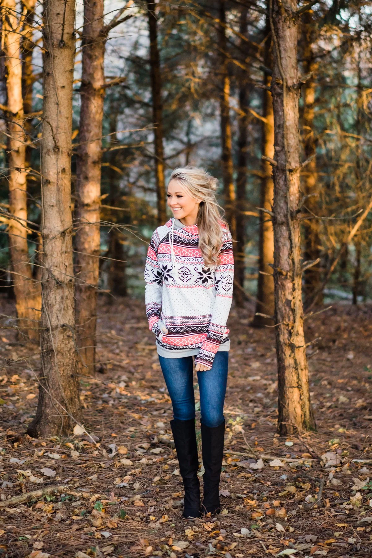 Coral & Black Holiday Ampersand Ave. Hoodie - Image 2