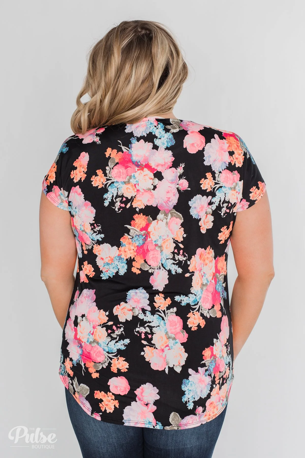 Coral Floral Knot Top- Black - Image 13