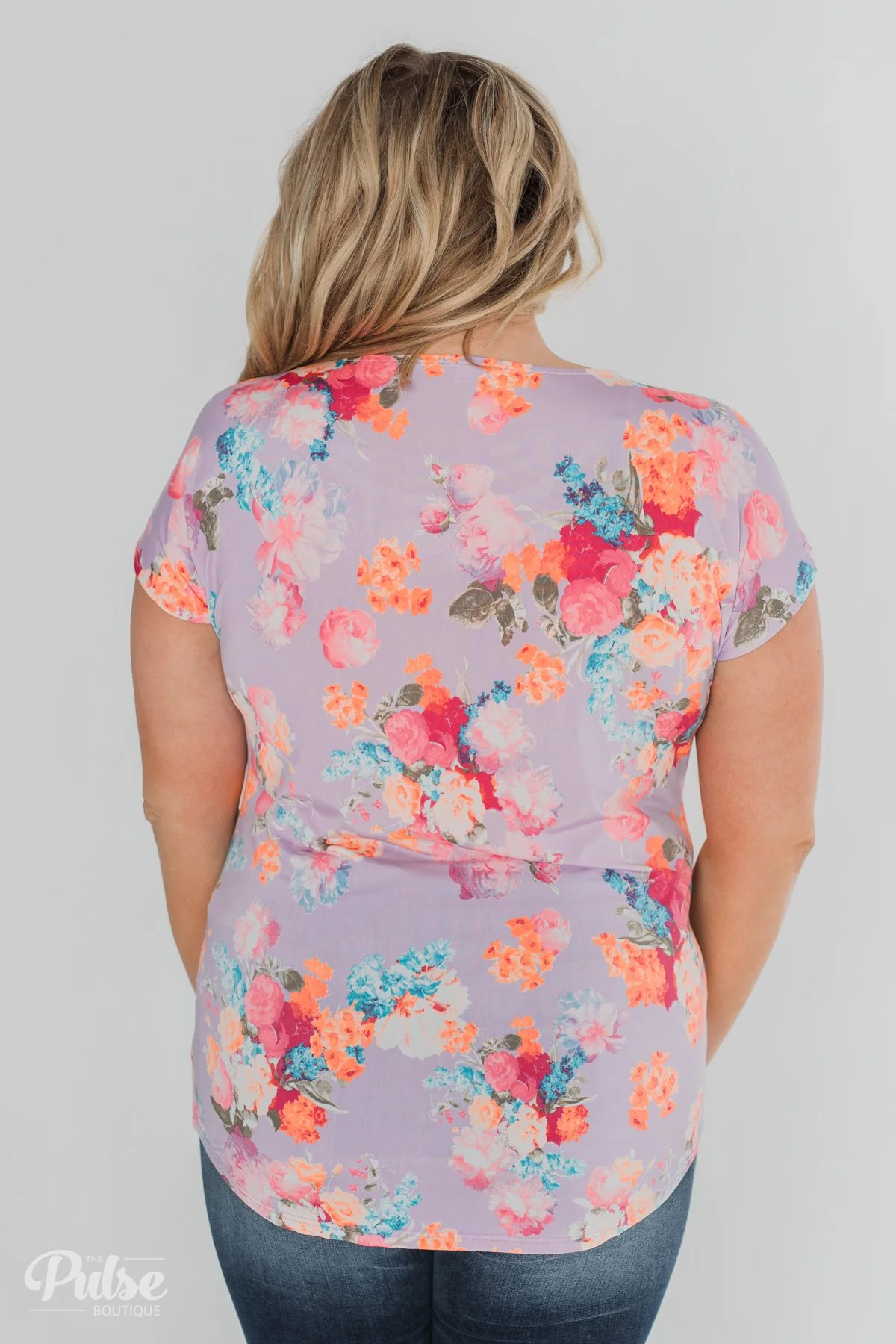 Coral Floral Knot Top- Lilac - Image 17