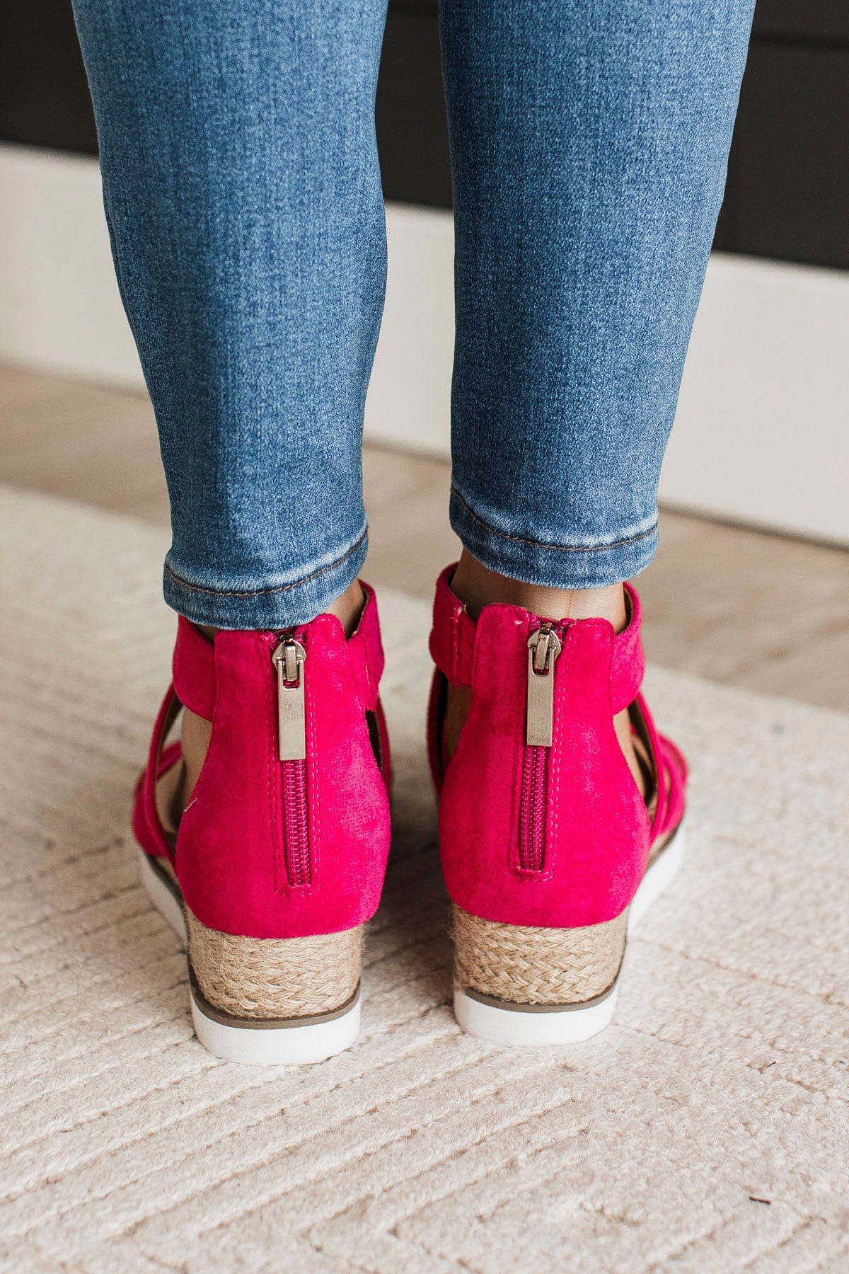 Corky's Double Dutch Wedge Sandals- Fuchsia - Image 3
