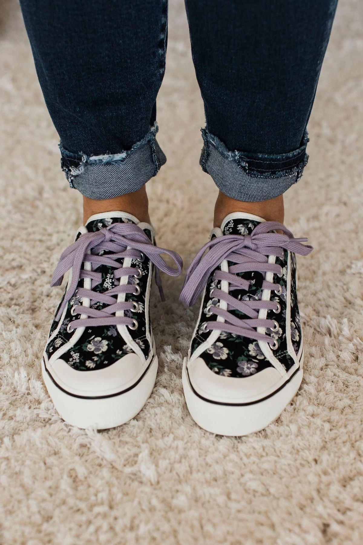 Corky's Waiting List Sneakers- Black Floral - Image 2
