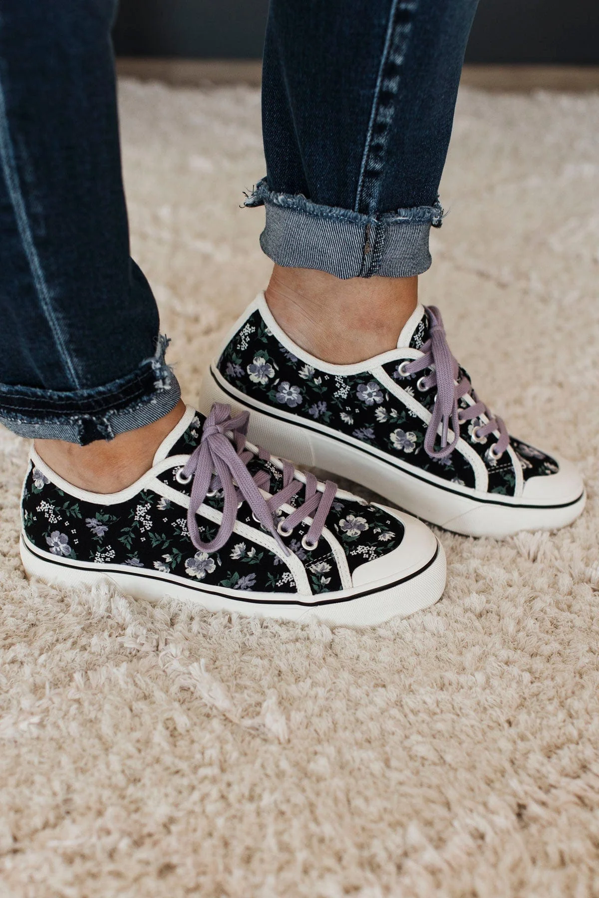 Corky's Waiting List Sneakers- Black Floral - Image 3