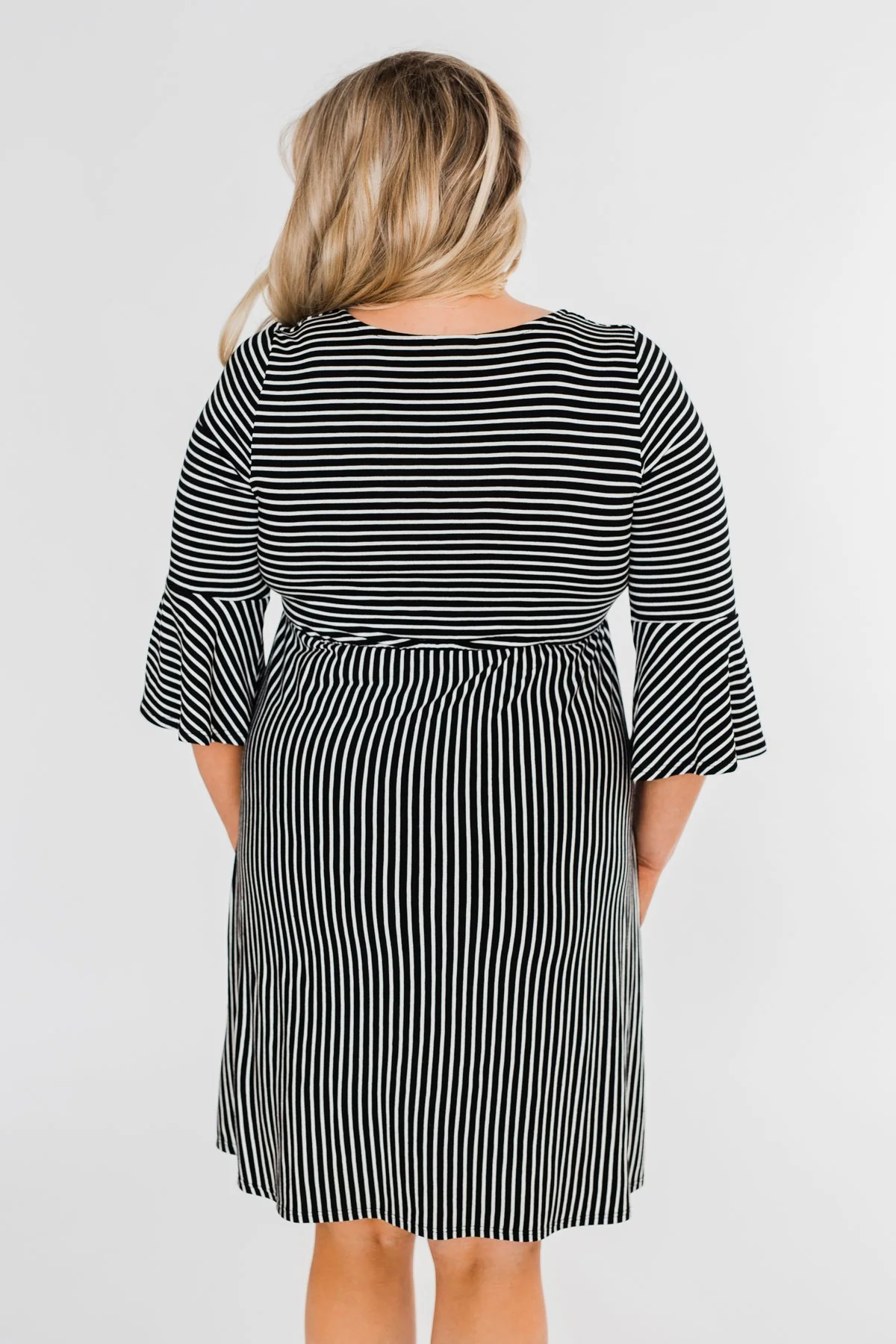 Couldn't Ask For More Striped Midi Dress- Black & White - Image 10