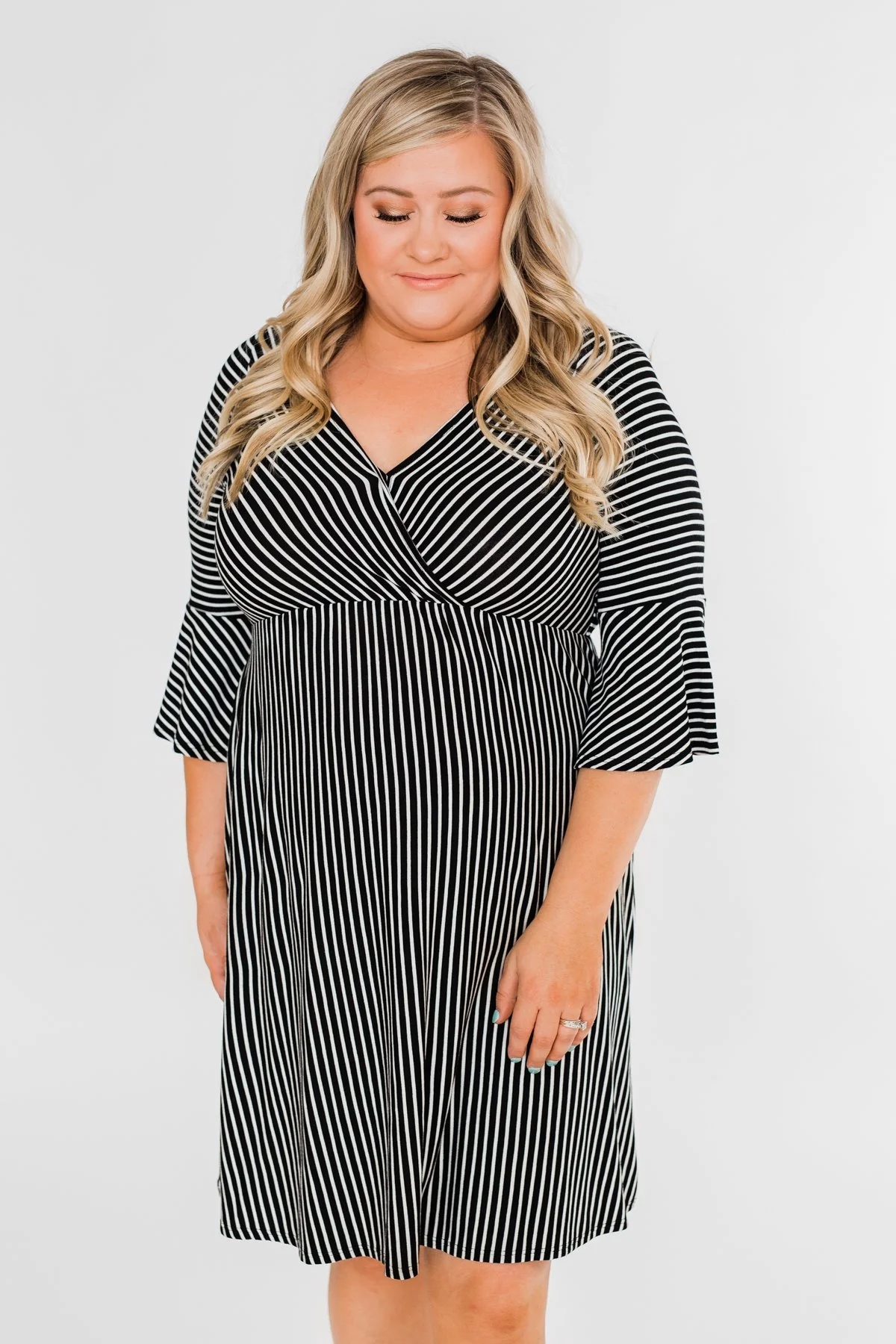 Couldn't Ask For More Striped Midi Dress- Black & White - Image 7