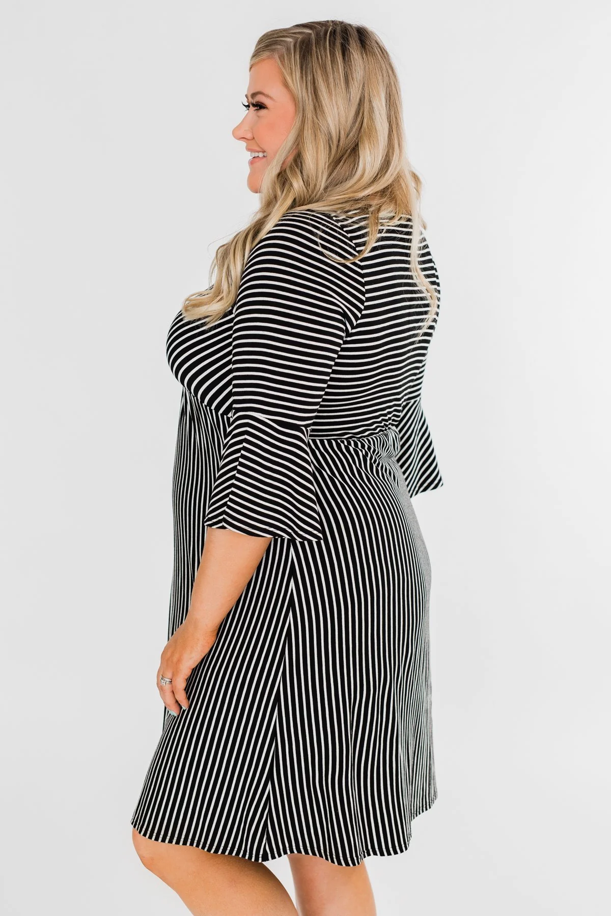 Couldn't Ask For More Striped Midi Dress- Black & White - Image 8