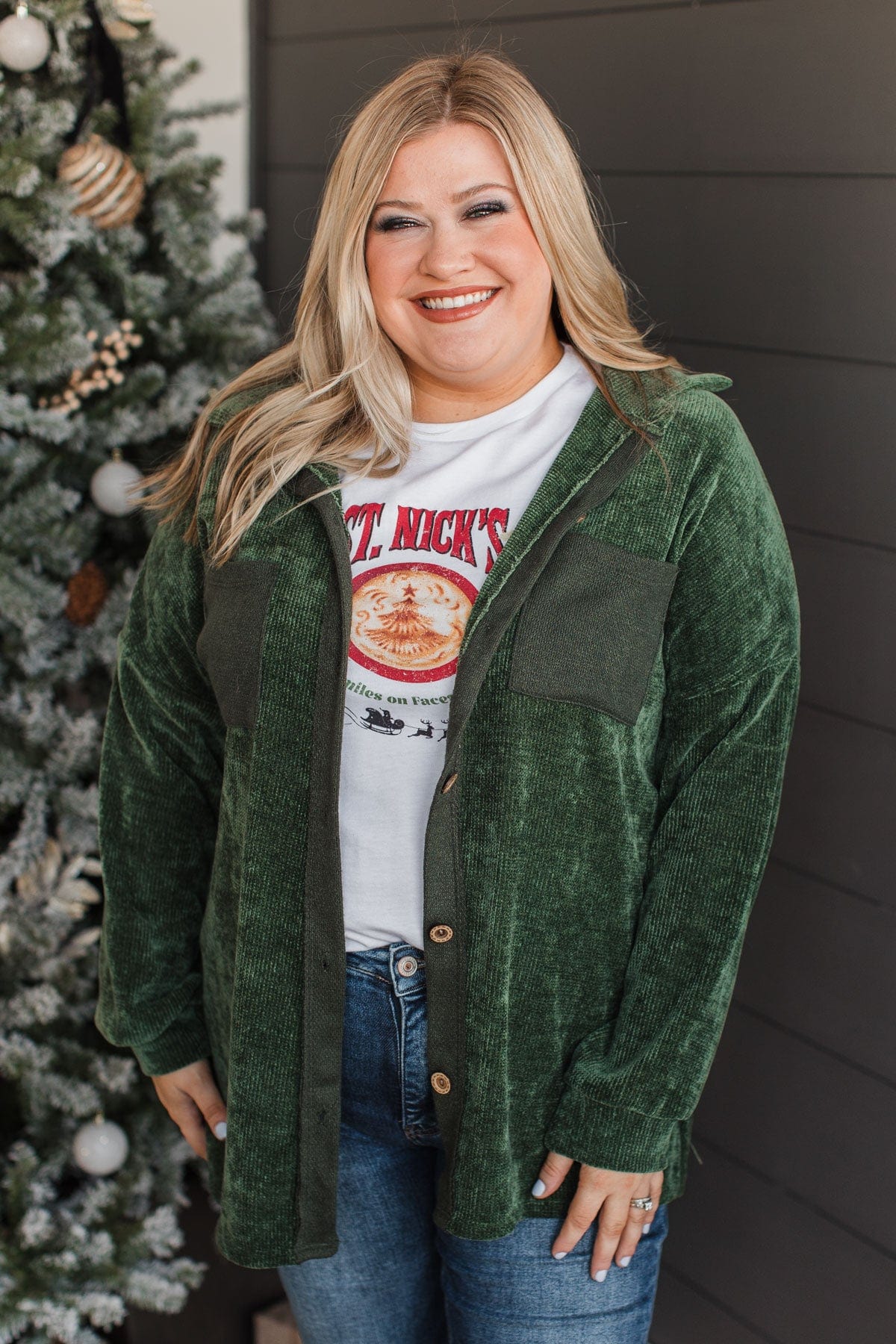 Couldn't Be Cozier Knit Button Top- Olive - Image 2