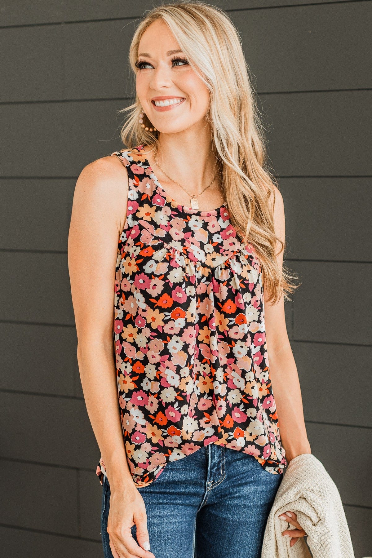 Couldn't Be Happier Tank Top- Black - Image 3