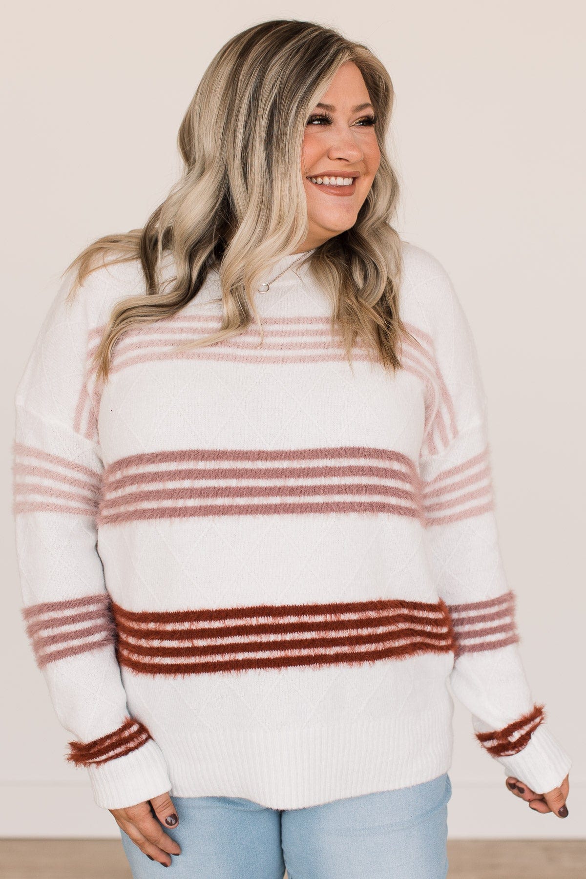Count Me In Striped Knit Sweater- Ivory - Image 4