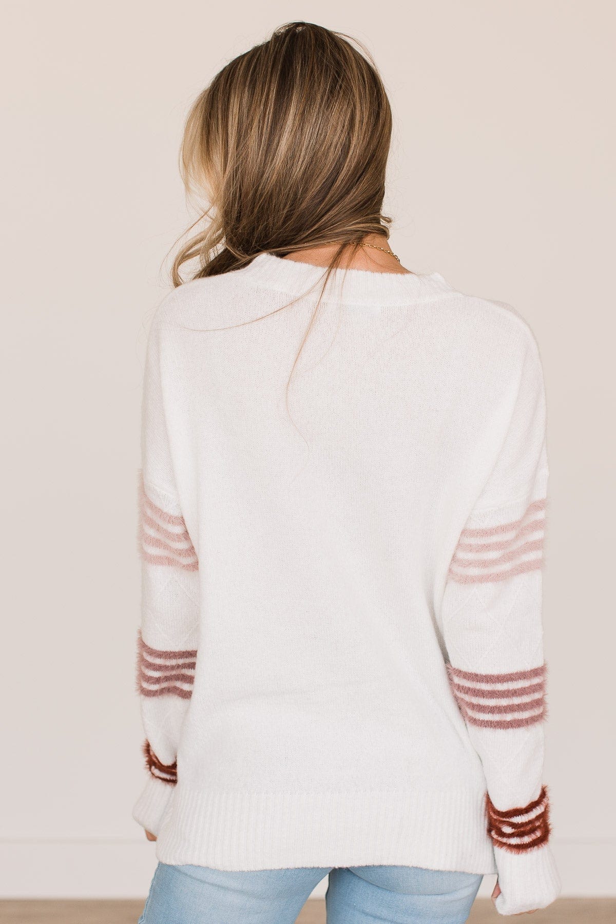 Count Me In Striped Knit Sweater- Ivory - Image 8