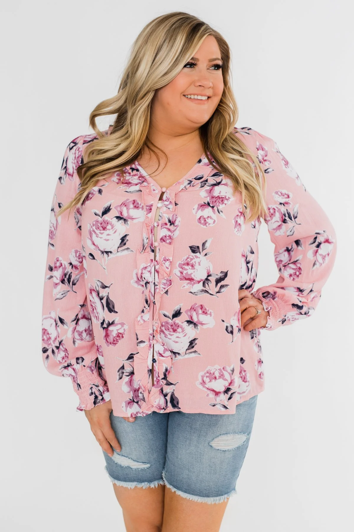 Count Your Blessings Floral Blouse- Blush - Image 2