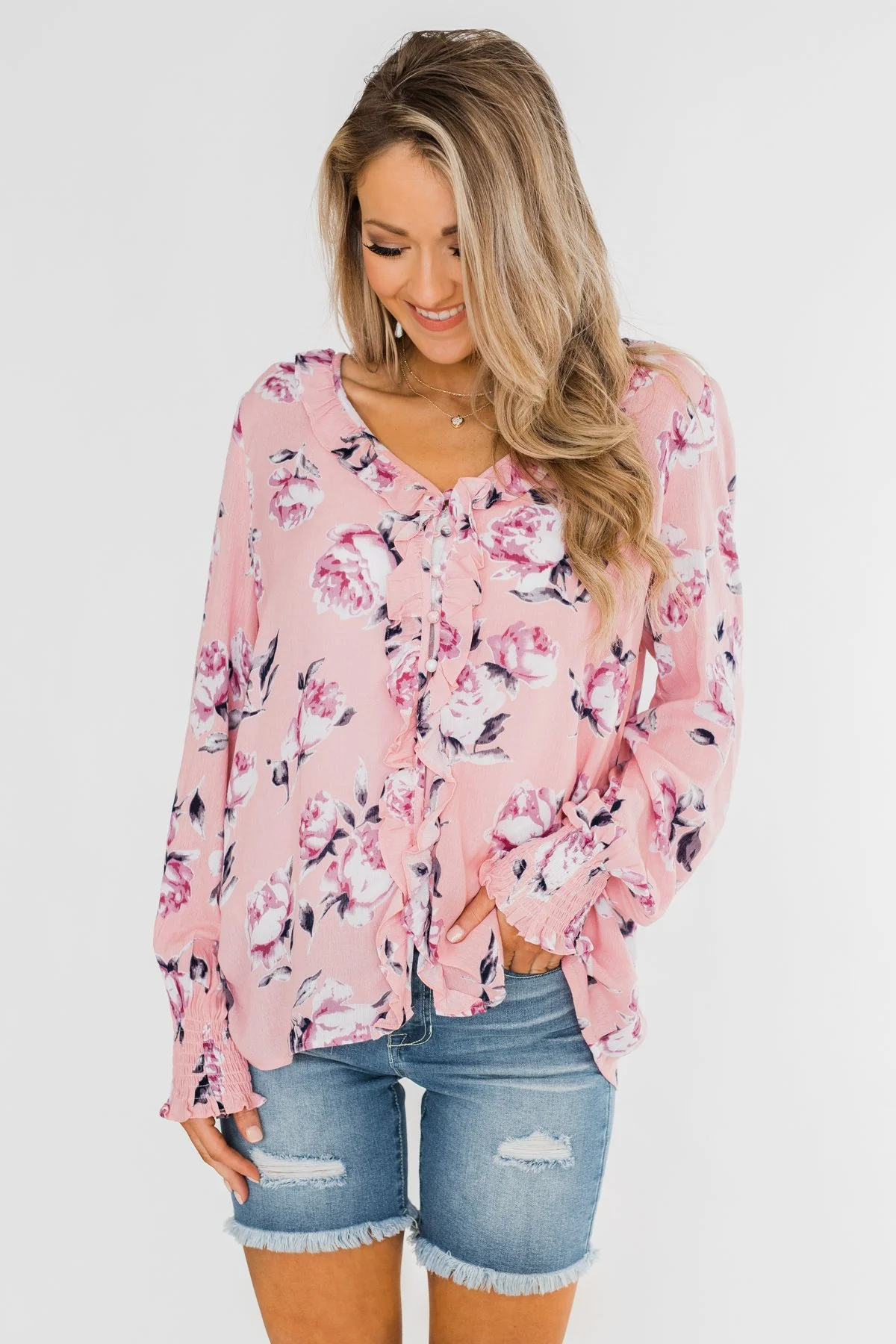 Count Your Blessings Floral Blouse- Blush - Image 7