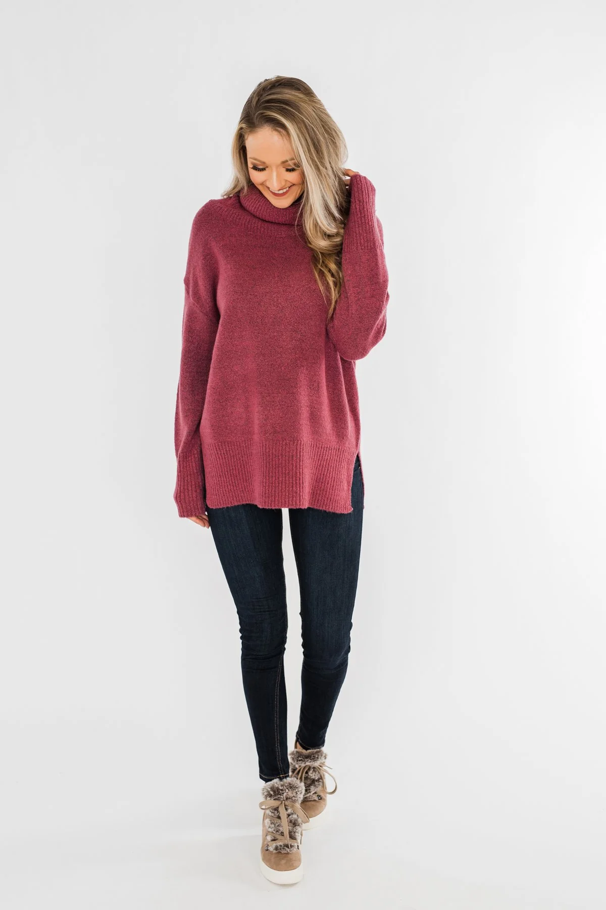 Counting Every Blessing Sweater- Dark Mauve Purple - Image 3