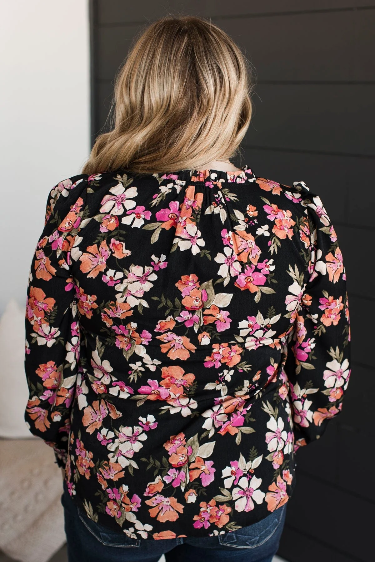 Counting On You Floral Blouse- Black - Image 7