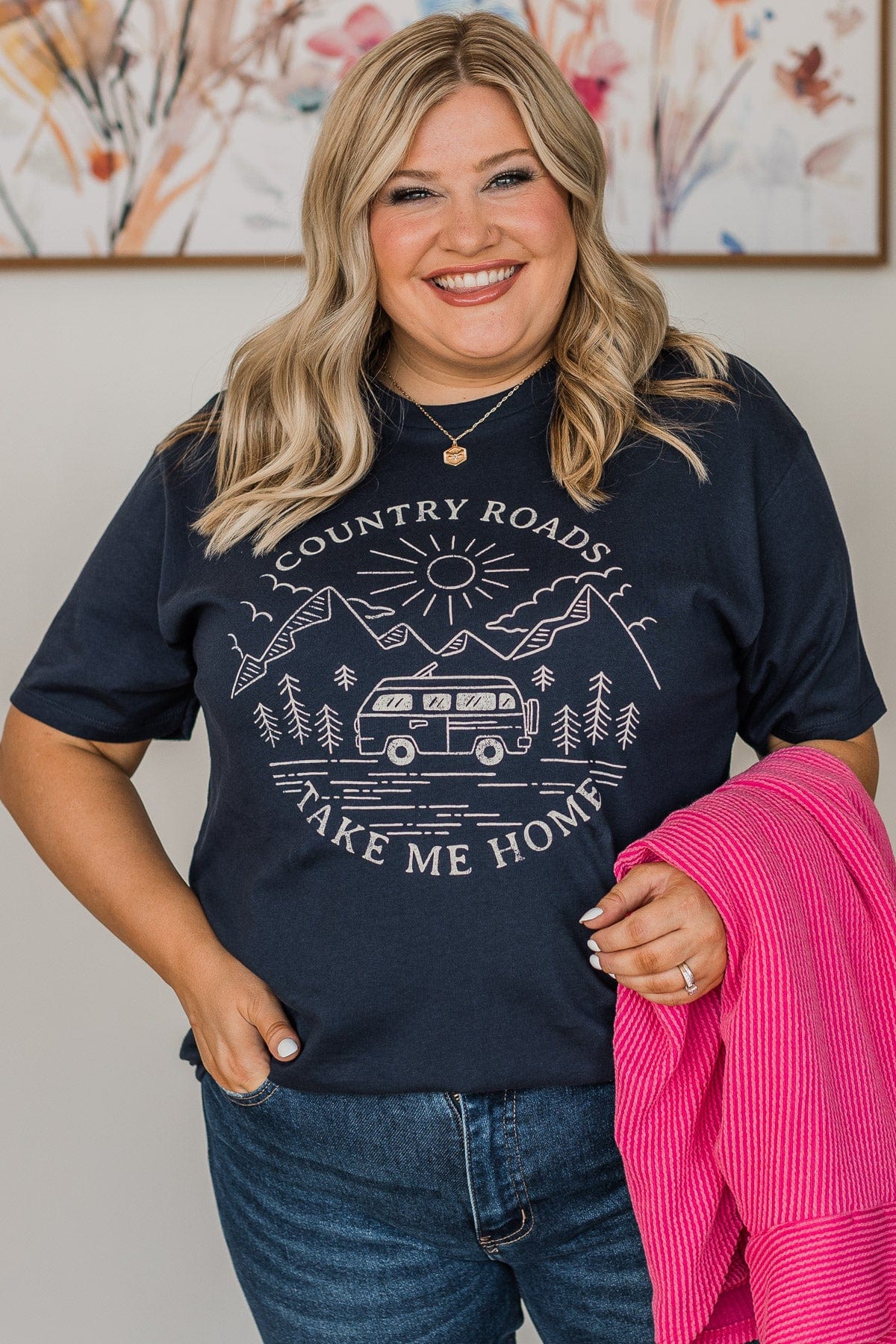 "Country Roads" Graphic Tee- Dark Navy - Image 2