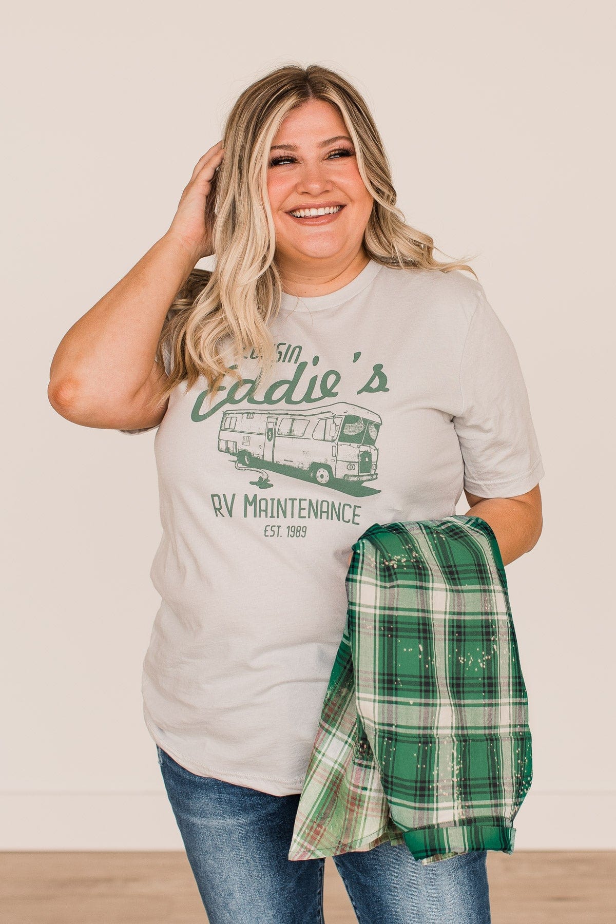 "Cousin Eddie's RV Maintenance" Graphic Tee- Light Grey - Image 5